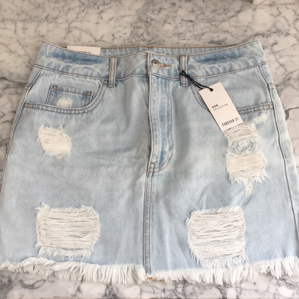 Distressed Denim Skirt